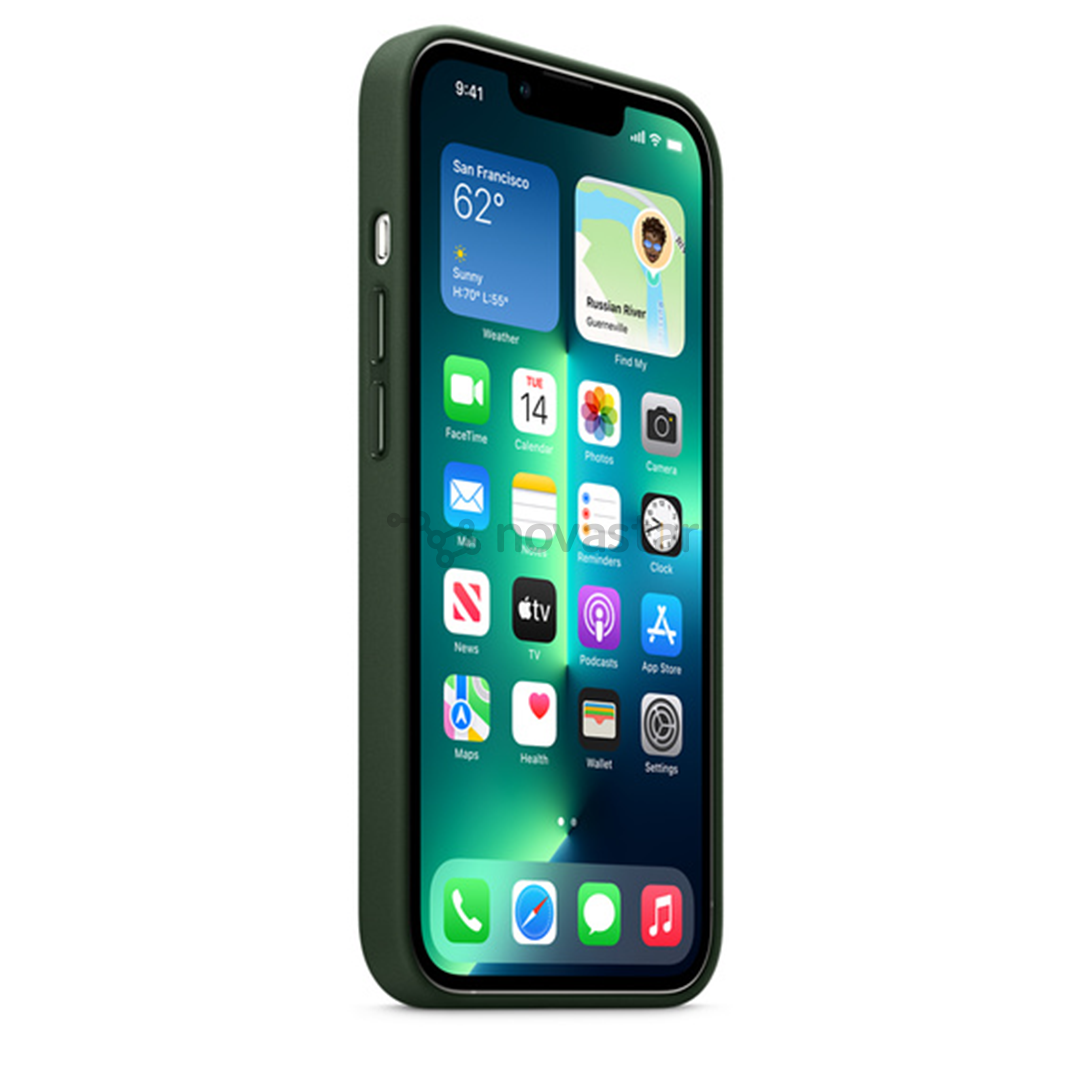 Dėklas Apple iPhone 13 Pro su MagSafe, Odinis, Green