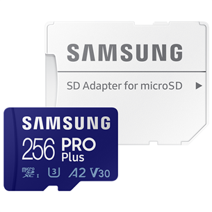 Atminties kortelė Samsung Micro SDXC PRO Plus 2021 + SD adapteris (256 GB) MB-MD256KA/EU