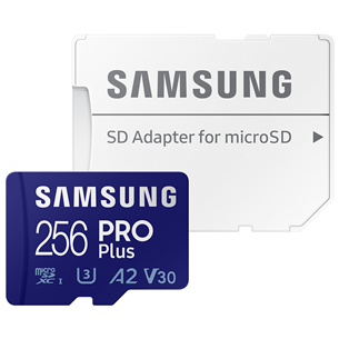 Atminties kortelė Samsung Micro SDXC PRO Plus 2021 + SD adapteris (256 GB)