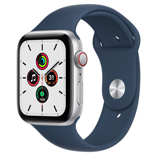 Apple Watch SE GPS + Cellular, 44mm Silver/Blue, Regular - Išmanusis laikrodis