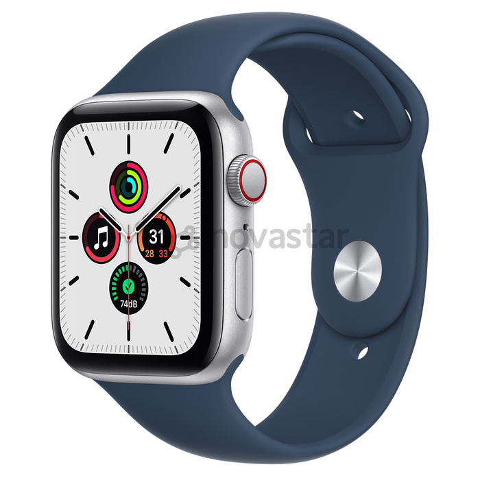 Apple Watch SE GPS + Cellular, 44mm Silver/Blue, Regular - Išmanusis laikrodis
