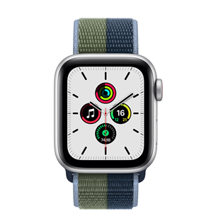 Apple Watch SE GPS + Cellular, 40mm Silver/Blue-Green - Išmanusis laikrodis