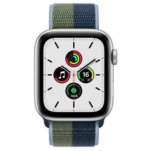 Apple Watch SE GPS + Cellular, 44mm Silver/Blue-Green - Išmanusis laikrodis