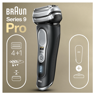 Braun Series 9 Pro Wet & Dry, серебристый/черный - Бритва