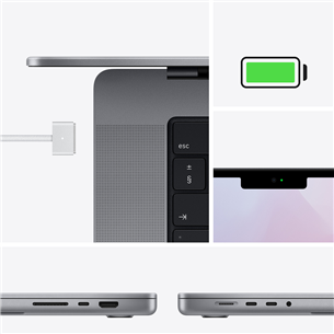 Nešiojamas kompiuteris Apple MacBook Pro 16 (2021), M1 Max, 1TB, ENG, Space Grey