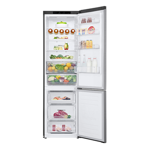 LG, NatureFRESH, внутренний светодиодный экран, 384 л, высота 203 см, серебристый - Холодильник