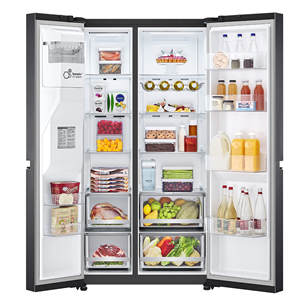 LG, water & ice dispenser, 635 L, height 179 cm, black - SBS Refrigerator