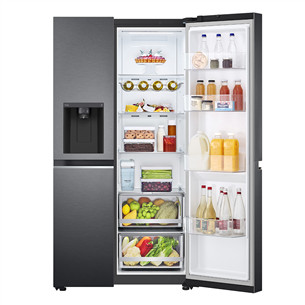 LG, vandens ir ledo aparatas, 635 L, aukštis 179 cm, juodas - SBS Šaldytuvas