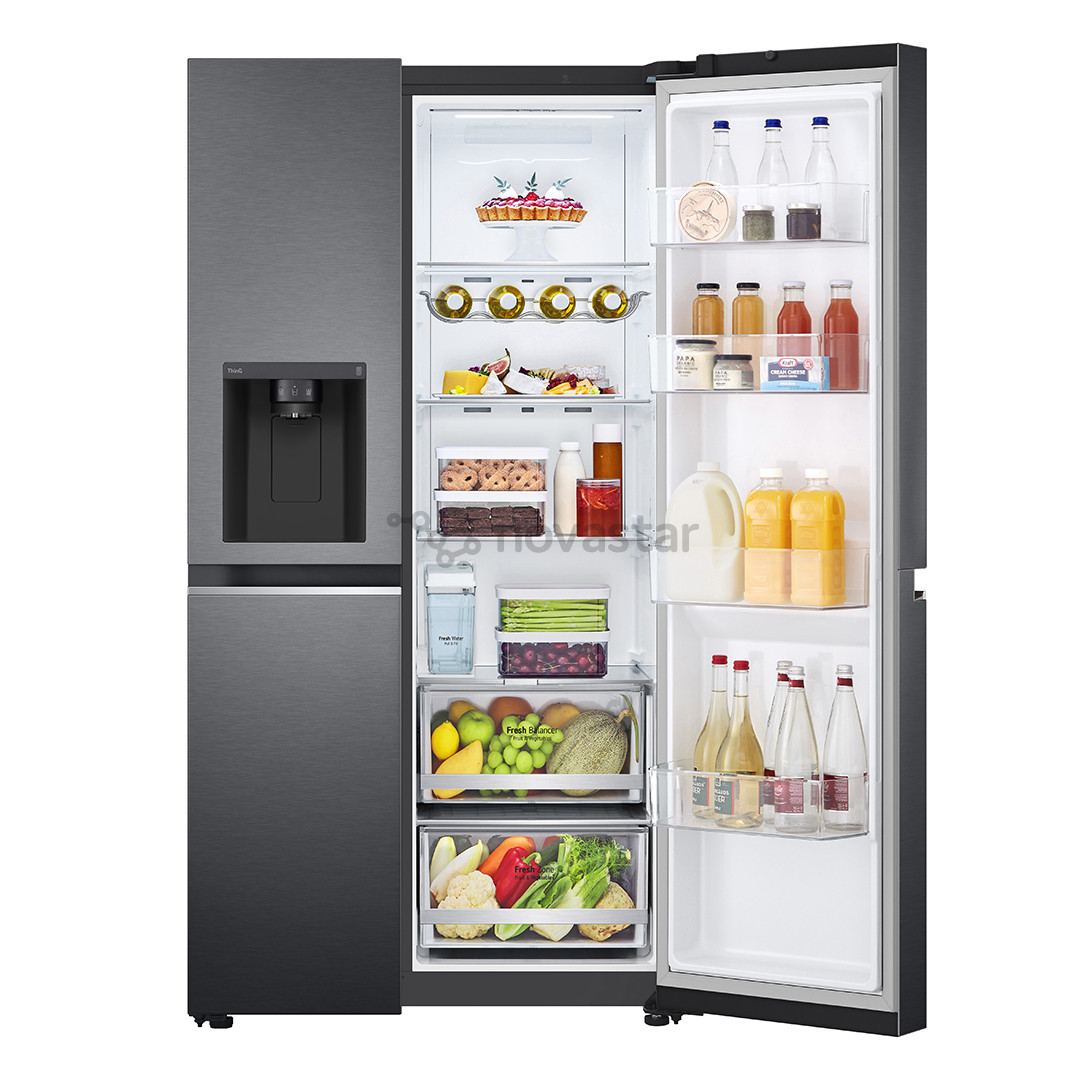 LG, vandens ir ledo aparatas, 635 L, aukštis 179 cm, juodas - SBS Šaldytuvas