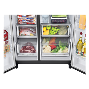 LG, water & ice dispenser, 635 L, height 179 cm, black - SBS Refrigerator