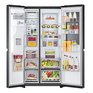 LG, InstaView, диспенсер для воды и льда, 635 л, высота 179 см, черный - SBS-холодильник
