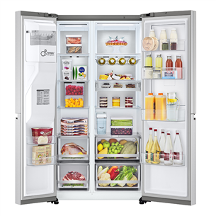 LG, water & ice dispenser, 635 L, height 179 cm, silver - SBS Refrigerator