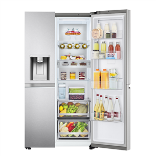 LG, water & ice dispenser, 635 L, height 179 cm, silver - SBS Refrigerator