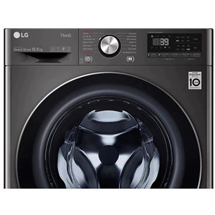 LG, 10.5 kg, gylis 56 cm, 1400 aps./min., tamsiai pilka - Skalbimo mašina