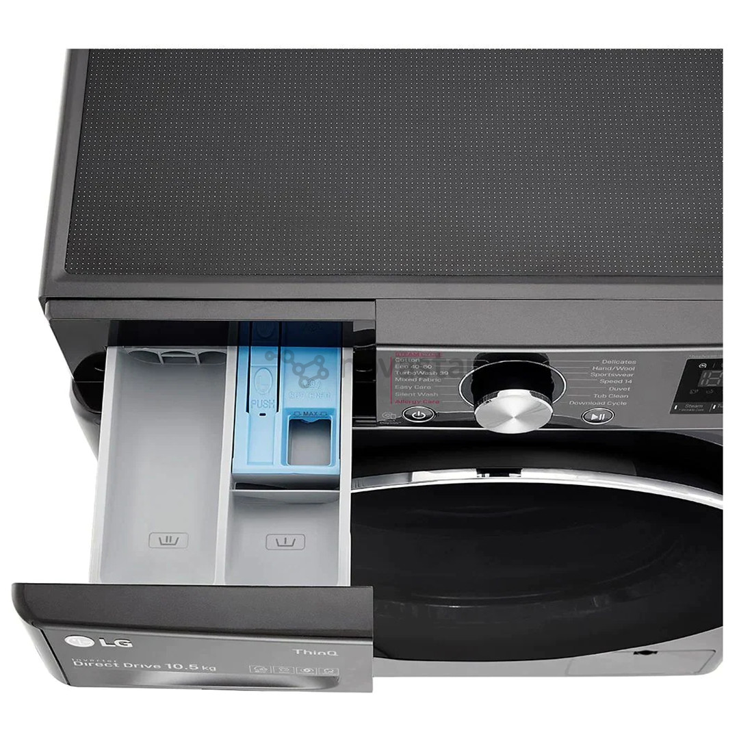 LG, 10.5 kg, gylis 56 cm, 1400 aps./min., tamsiai pilka - Skalbimo mašina
