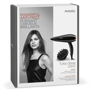 BaByliss Turbo Shine 2200, 2200 W, juodas - Plaukų džiovintuvas