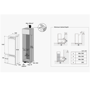 Samsung, 298 L, height 194 cm - Built-in Refrigerator