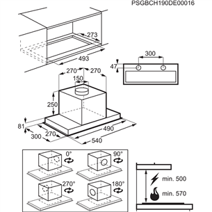 AEG 6000 Hob2Hood, 700 m³/h, width 54 cm, inox - Built-in Cooker Hood