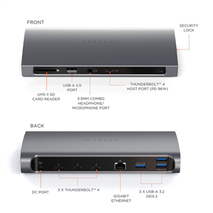 Nešiojamo kompiuterio dokas Satechi ThunderBolt 4, 96 W