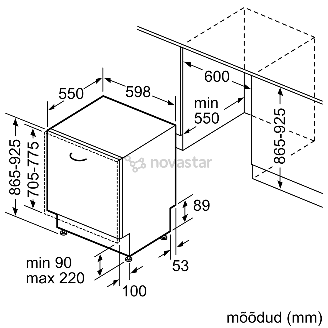 Įmontuojama indaplovė Bosch SHV4HAX48E