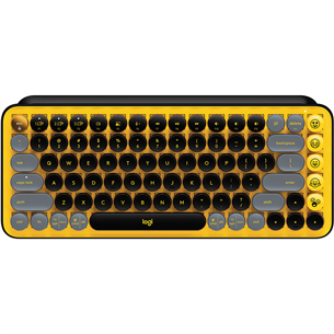 Klaviatūra Logitech POP Keys Wireless Mechanical Emoji, SWE, Belaidė, Blast yellow