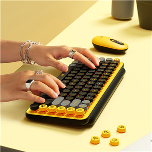 Klaviatūra Logitech POP Keys Wireless Mechanical Emoji, SWE, Belaidė, Blast yellow