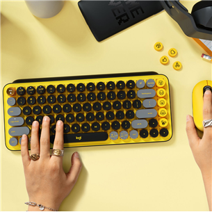 Klaviatūra Logitech POP Keys Wireless Mechanical Emoji, SWE, Belaidė, Blast yellow