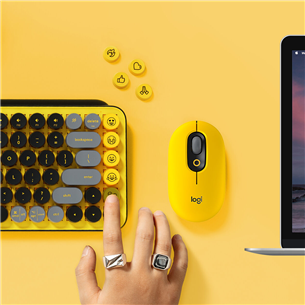 Klaviatūra Logitech POP Keys Wireless Mechanical Emoji, SWE, Belaidė, Blast yellow