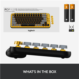 Klaviatūra Logitech POP Keys Wireless Mechanical Emoji, SWE, Belaidė, Blast yellow