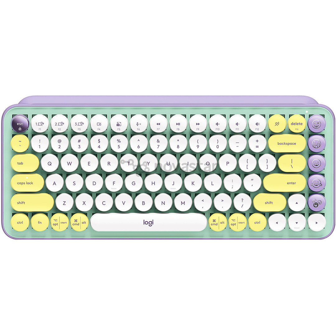 Klaviatūra Logitech POP Keys Wireless Mechanical Emoji, SWE, Belaidė, Violetinė