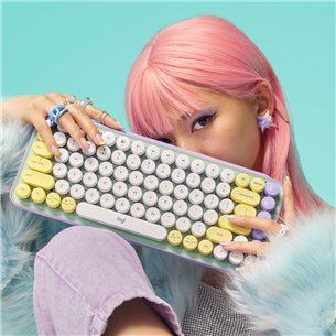 Klaviatūra Logitech POP Keys Wireless Mechanical Emoji, SWE, Belaidė, Violetinė