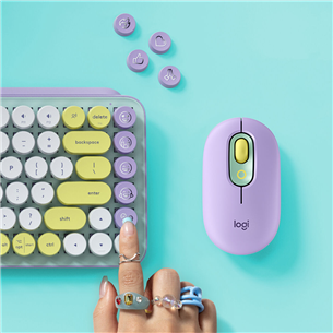 Klaviatūra Logitech POP Keys Wireless Mechanical Emoji, SWE, Belaidė, Violetinė