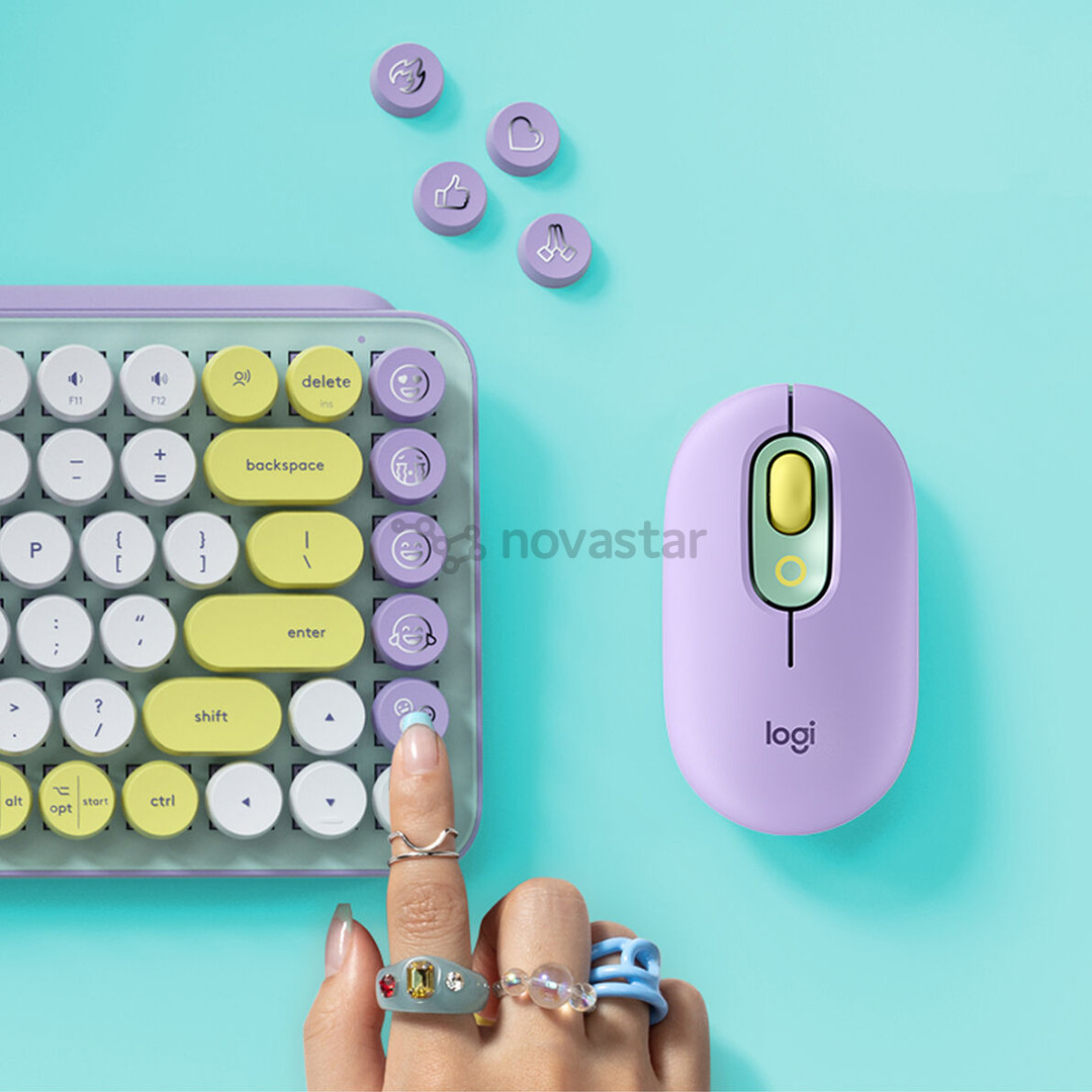 Klaviatūra Logitech POP Keys Wireless Mechanical Emoji, SWE, Belaidė, Violetinė