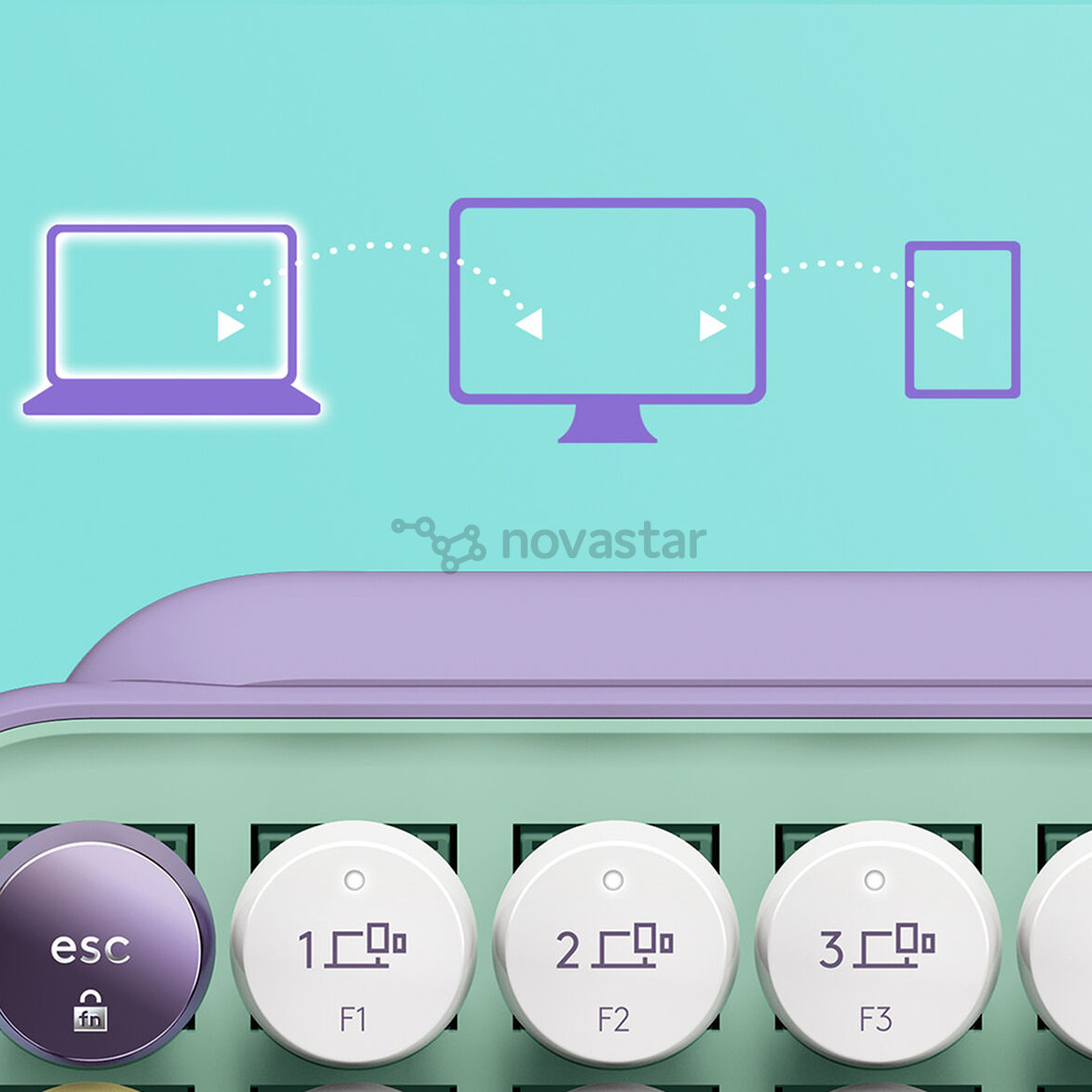Klaviatūra Logitech POP Keys Wireless Mechanical Emoji, SWE, Belaidė, Violetinė