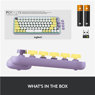 Klaviatūra Logitech POP Keys Wireless Mechanical Emoji, SWE, Belaidė, Violetinė