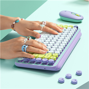 Klaviatūra Logitech POP Keys Wireless Mechanical Emoji, US, Belaidė, Violetinė