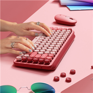 Klaviatūra Logitech POP Keys Wireless Mechanical Emoji, SWE, Belaidė, Rožinė