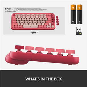 Klaviatūra Logitech POP Keys Wireless Mechanical Emoji, SWE, Belaidė, Rožinė
