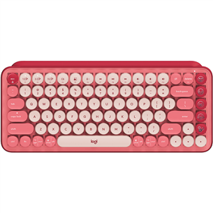 Klaviatūra Logitech POP Keys Wireless Mechanical Emoji, RUS, Belaidė, Pink