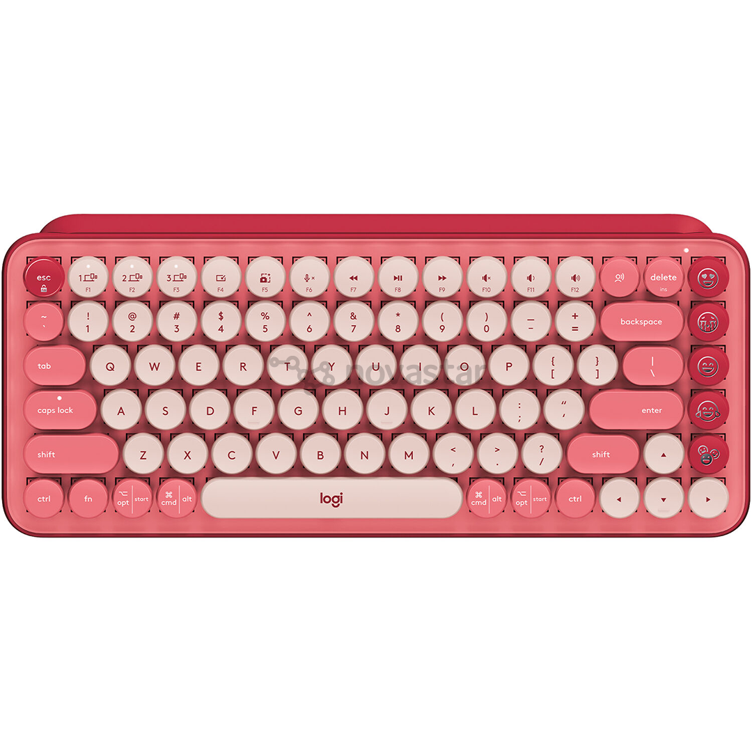 Klaviatūra Logitech POP Keys Wireless Mechanical Emoji, RUS, Belaidė, Pink