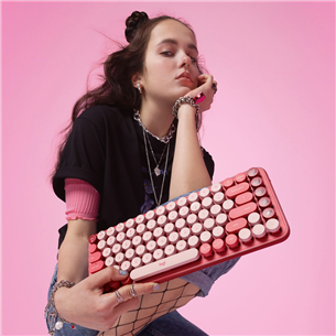 Klaviatūra Logitech POP Keys Wireless Mechanical Emoji, RUS, Belaidė, Pink