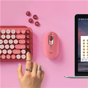 Klaviatūra Logitech POP Keys Wireless Mechanical Emoji, RUS, Belaidė, Pink