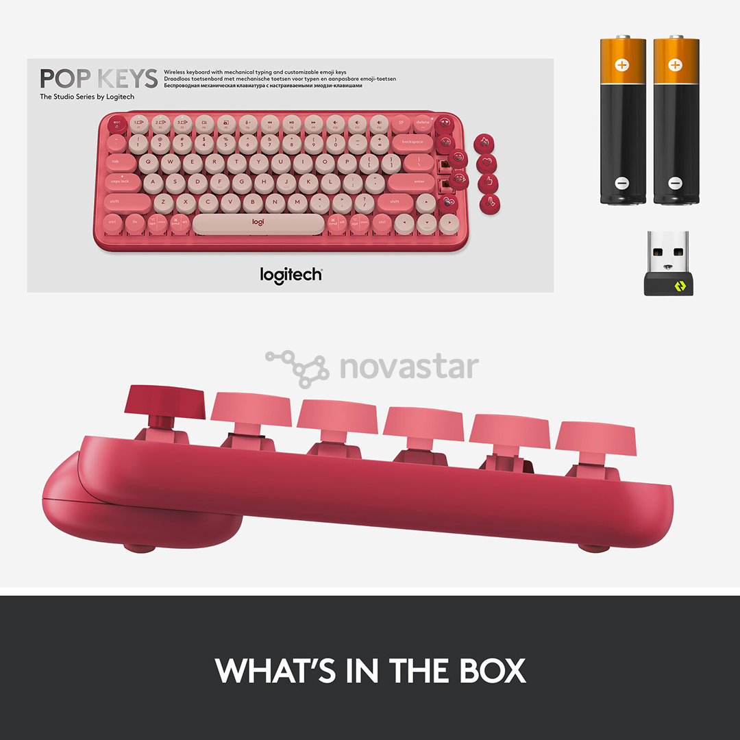 Klaviatūra Logitech POP Keys Wireless Mechanical Emoji, RUS, Belaidė, Pink