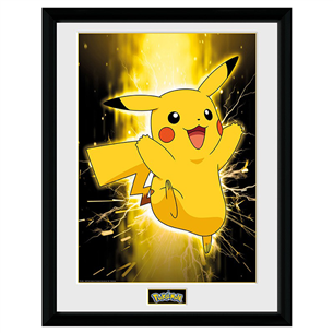 Plakatas su rėmeliu Pokemon Pikachu, Black