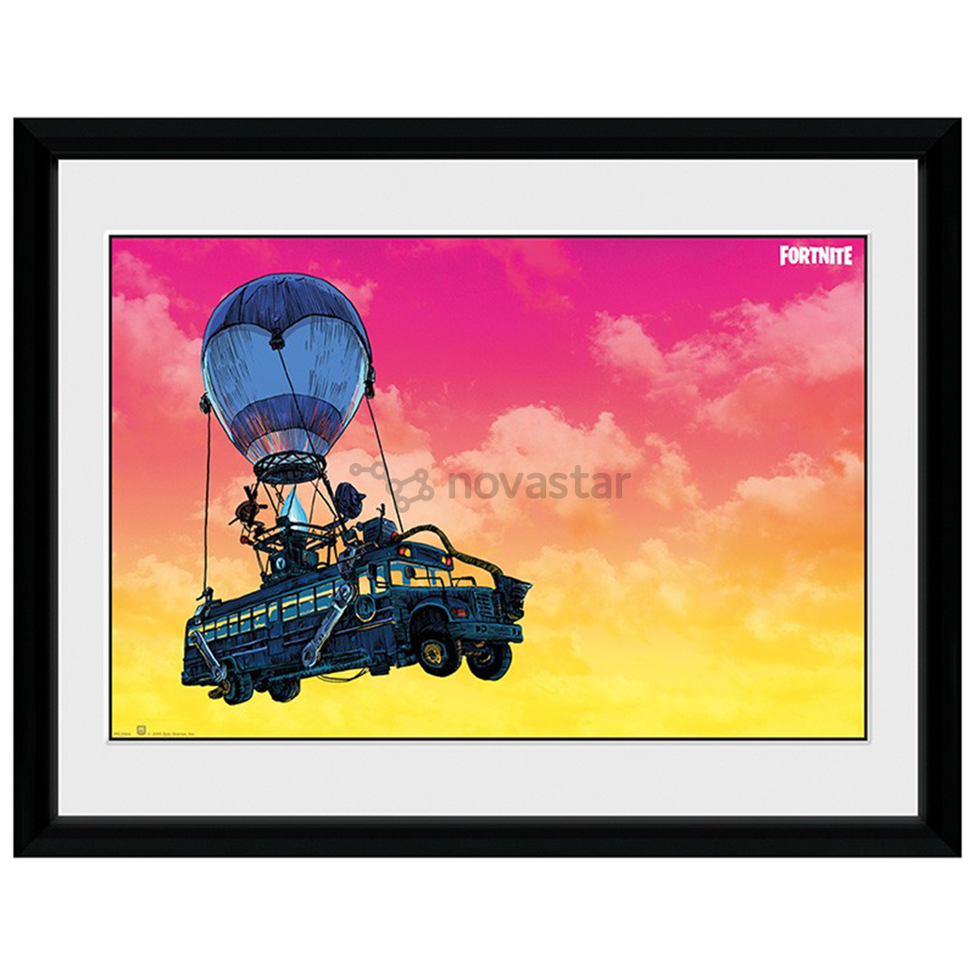 Plakatas su rėmeliu Fortnite Battle Bus, Black