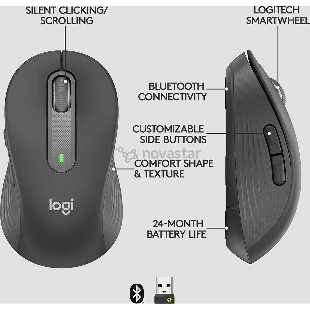Logitech Signature M650 L, silent, juoda - Belaidė pelė