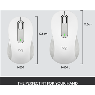 Pelė Logitech Signature M650 L, Belaidė, Balta