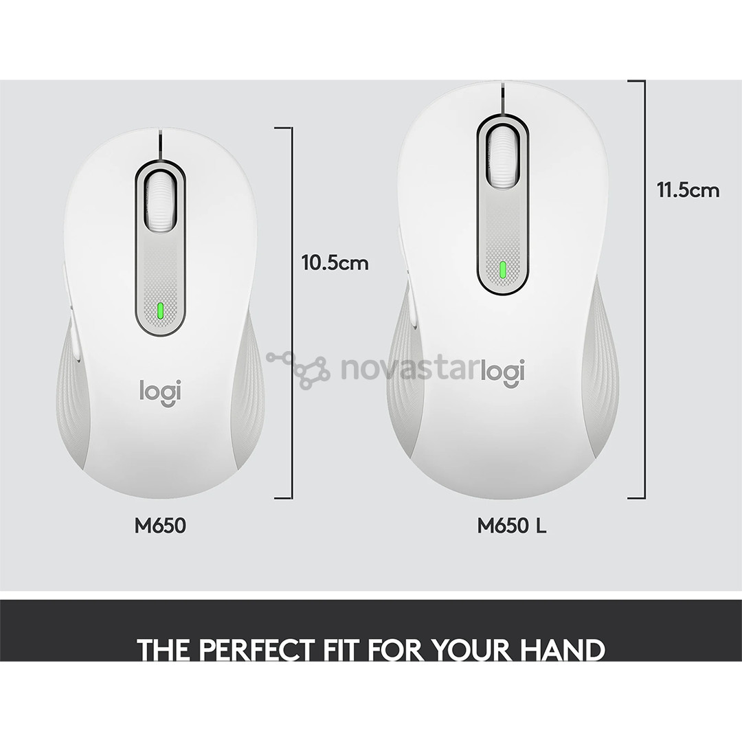 Logitech Signature M650 L, silent, balta - Belaidė pelė