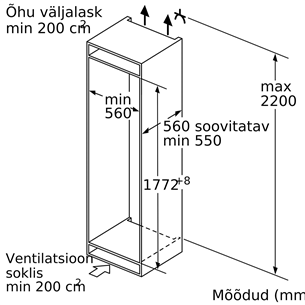 Bosch Serie 6, 319 L, height 178 cm - Built-in Cooler