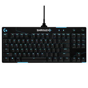 Klaviatūra Logitech PRO X Shroud, TKL, Juoda